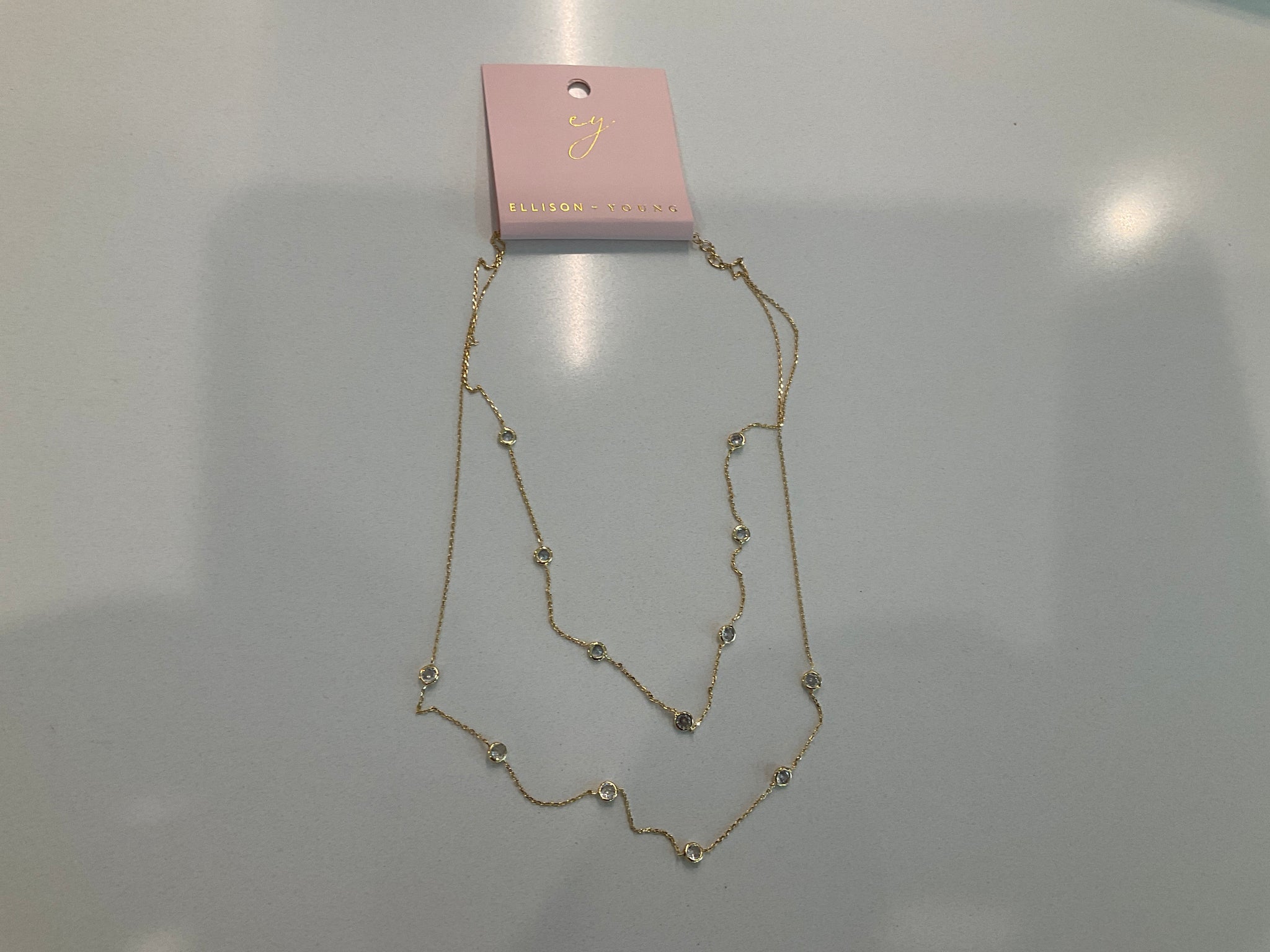 Crystal Bezel Layered Necklace