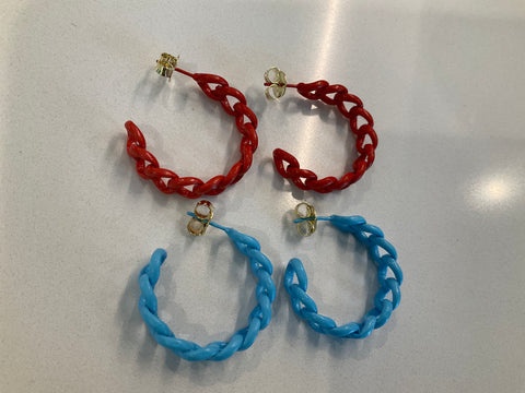 Painted petite chain hoops