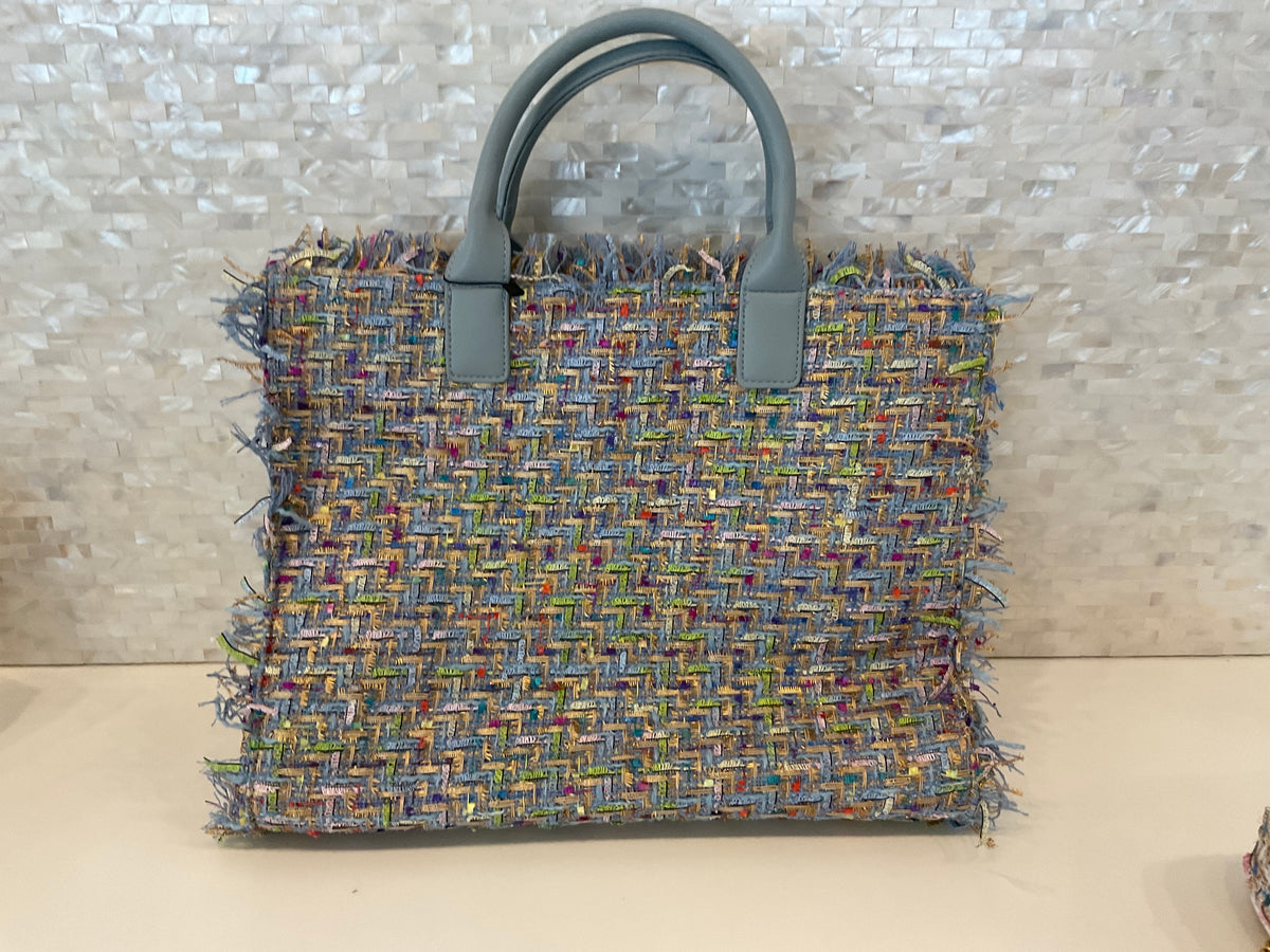 Tori spring fringe tweed tote – Courtney’s Shoes