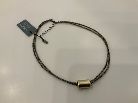 Barrel on double Pyrite necklace