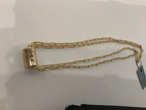 Barrel on double gold necklace